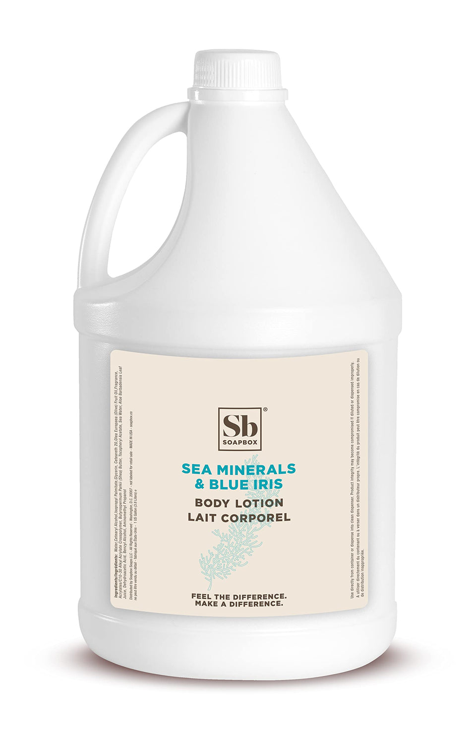 Soapbox gallon bottle front view shows brand and refill convenience