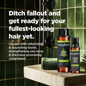 Soapbox in-shower use model rinsing hair for fast post-workout clean
