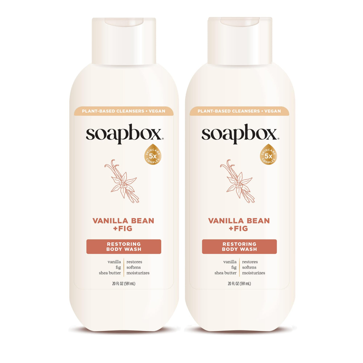Soapbox front packaging showing vanilla bean and fig scent and hydrating benefits