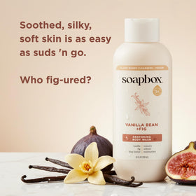 Soapbox creamy lather texture demonstrating gentle cleansing and moisturized skin