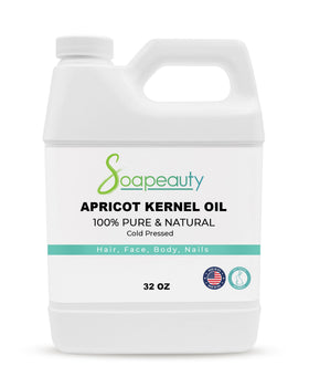 Soapeauty bottle front label showing organic apricot oil and clean packaging