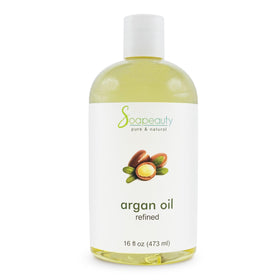 Soapeauty bottle front view showing pure argan oil and volume benefit
