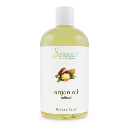 Soapeauty bottle front view showing pure argan oil and volume benefit