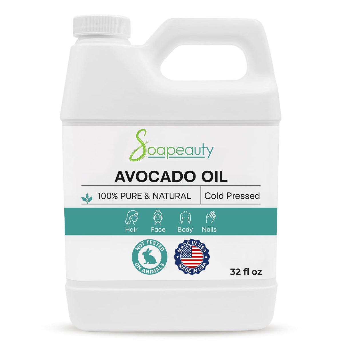 Soapeauty front bottle view showing label and pure oil benefits