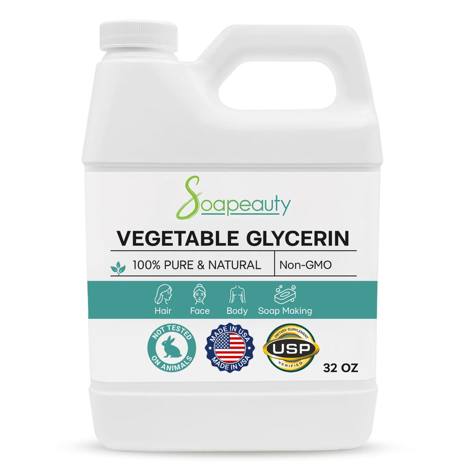 Soapeauty front label on 32 oz bottle showing product identity and purity benefit