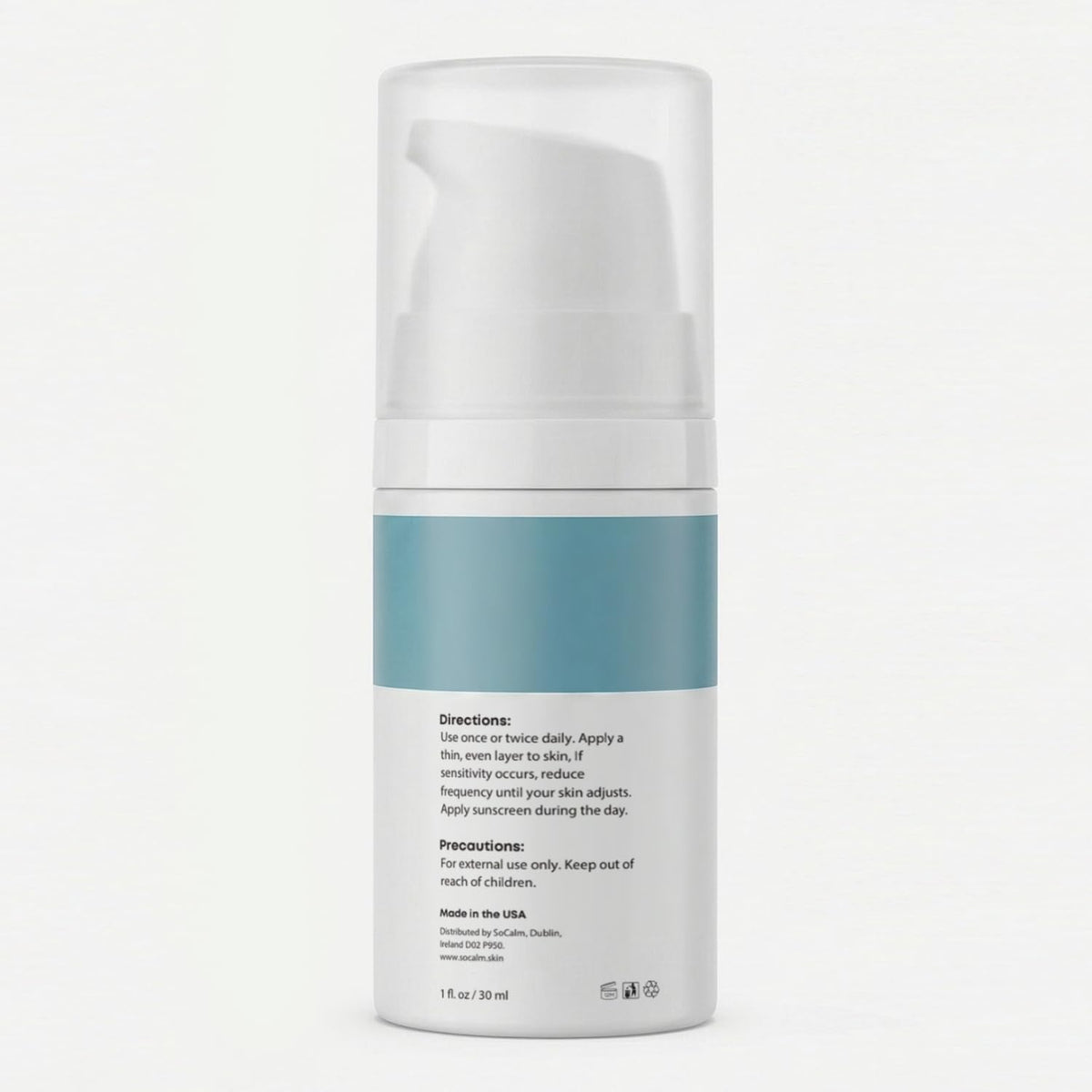 SoCalm close-up of niacinamide and ceramide note to strengthen barrier