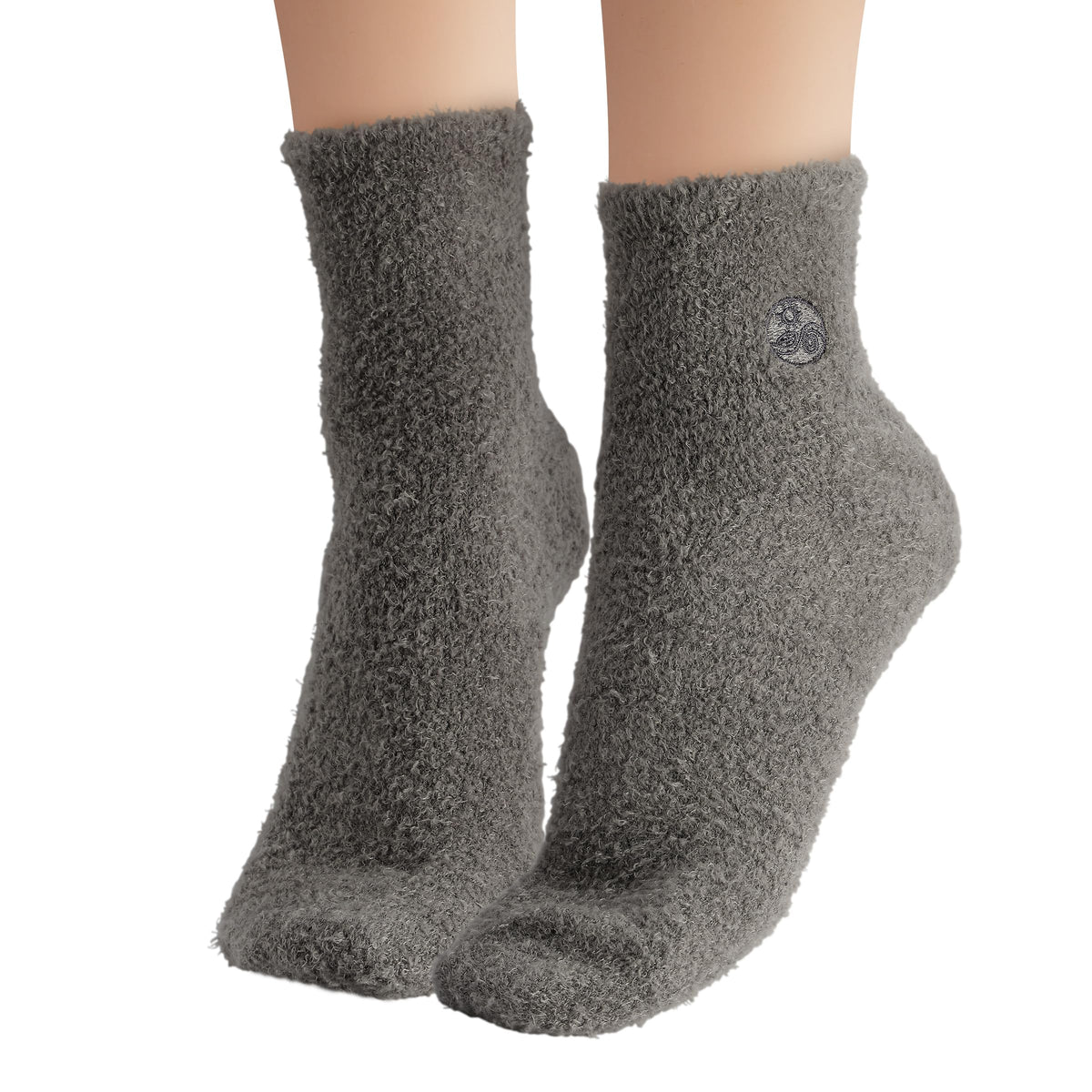 Earth Therapeutics flat lay of gray and black pairs, showing color options and plush feel