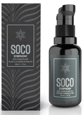 SOCO Symphony front bottle shot showing packaging and natural ingredients benefits