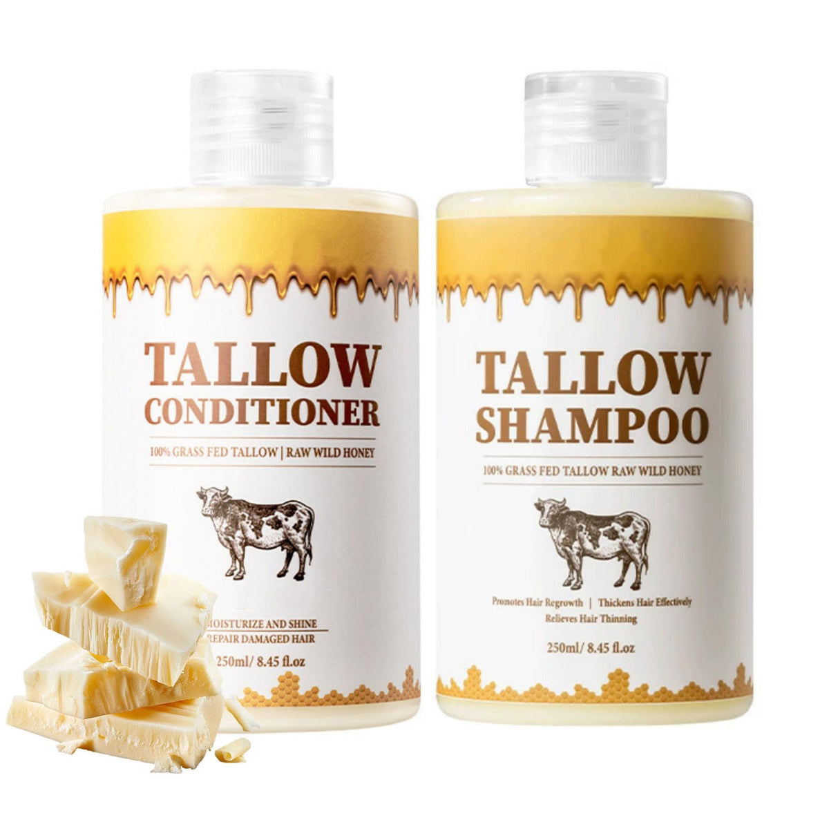Soelegant front packaging of tallow shampoo and conditioner showing kit benefit of balanced care