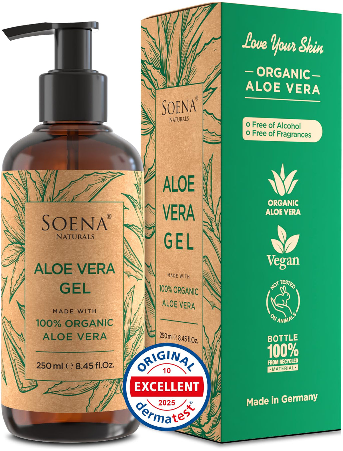 Soena front packaging showing organic label and unscented benefit