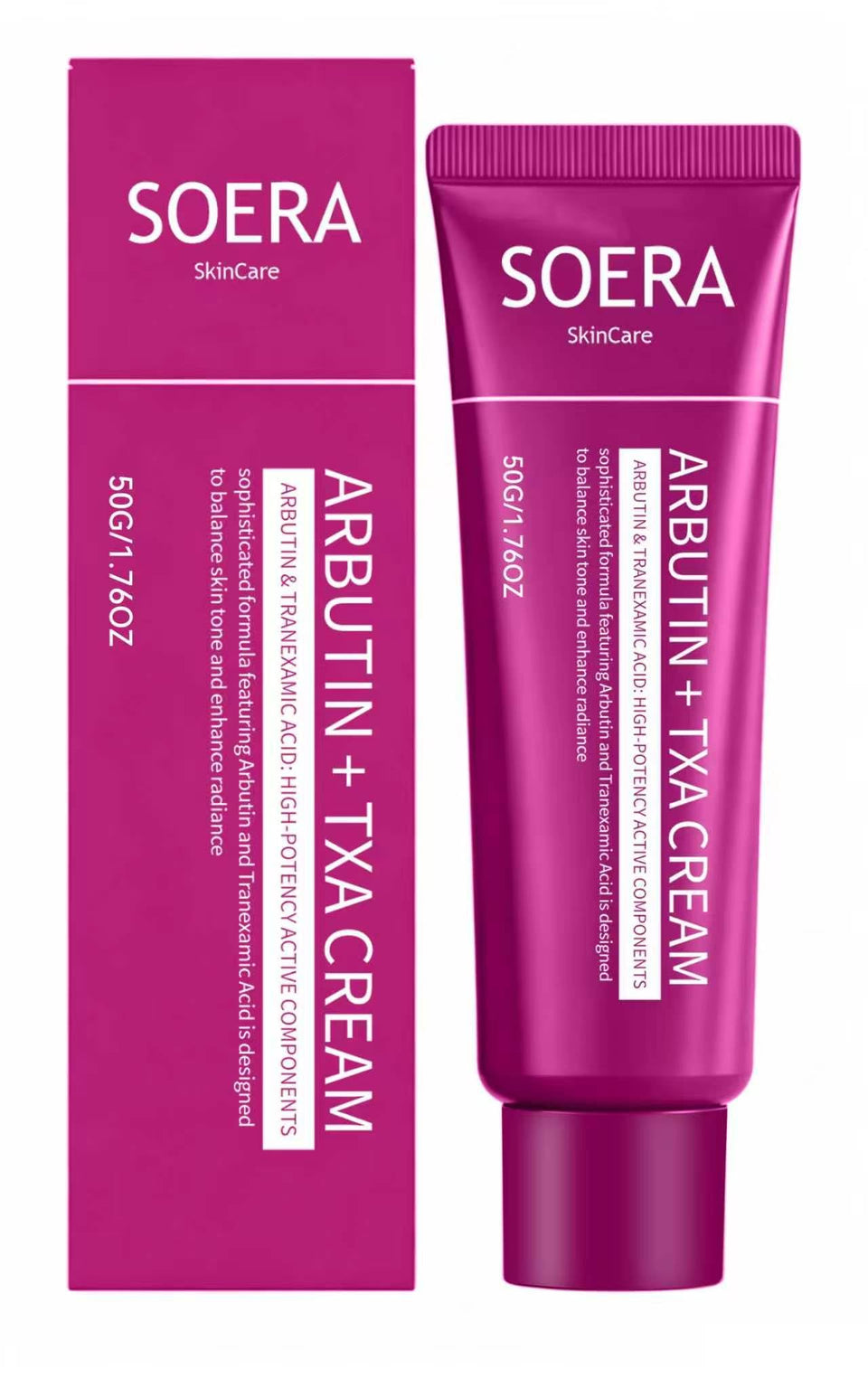SOERA front jar view showing product packaging and brightening promise