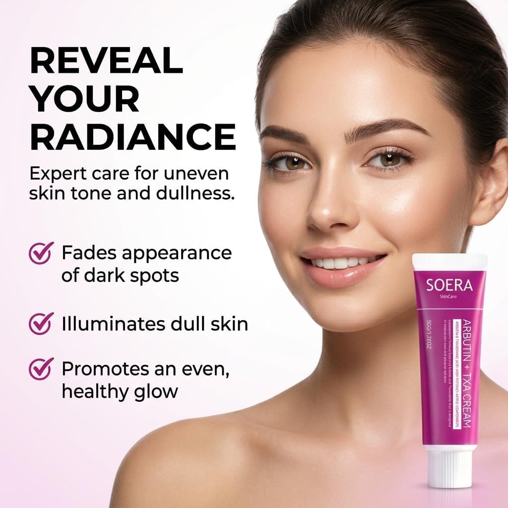SOERA cream texture swipe showing lightweight, hydrating finish