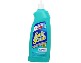 Soft Scrub label close-up highlighting active bleach cleaning benefit