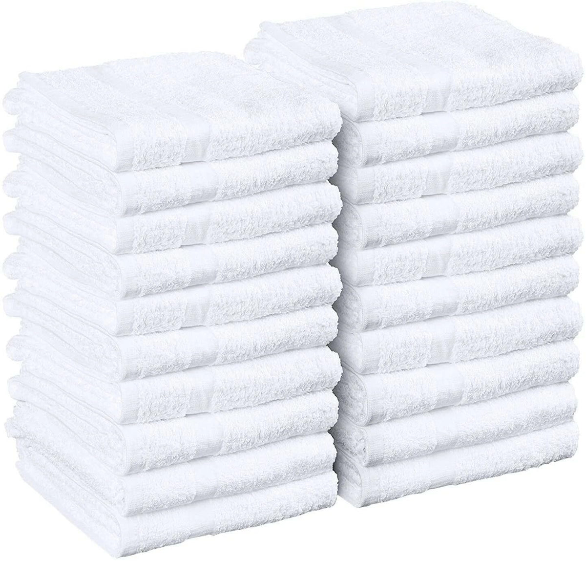 SOFT TEXTILES front pack of 12 white salon towels showing professional bulk value