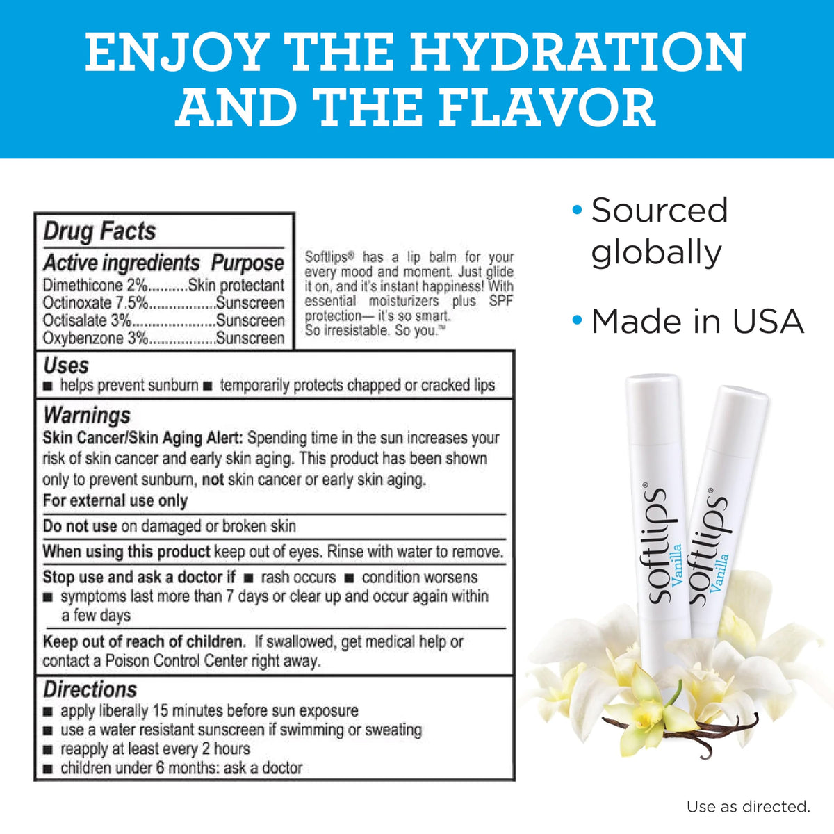 Softlips used outdoors on lips illustrating protection from sun and wind