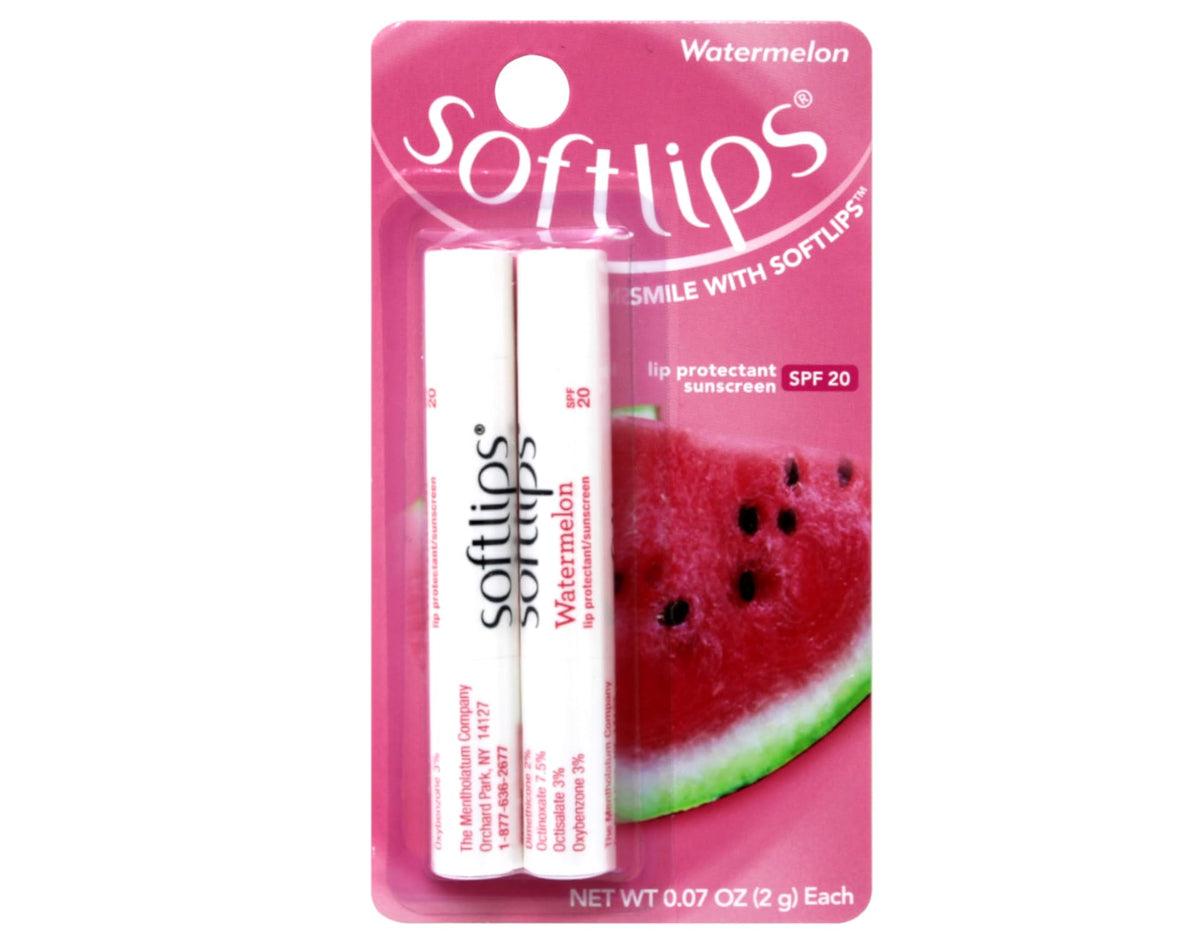 SoftLips watermelon balm texture close-up highlighting smooth moisturizing finish