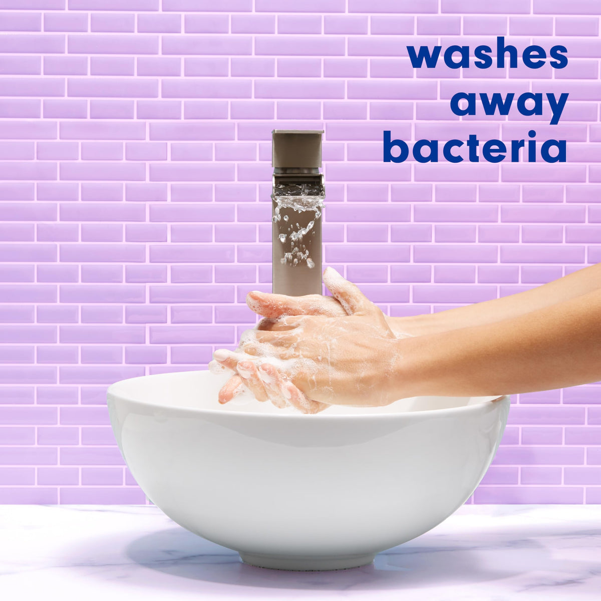 Softsoap styled on bathroom counter suggesting a clean, pleasant atmosphere