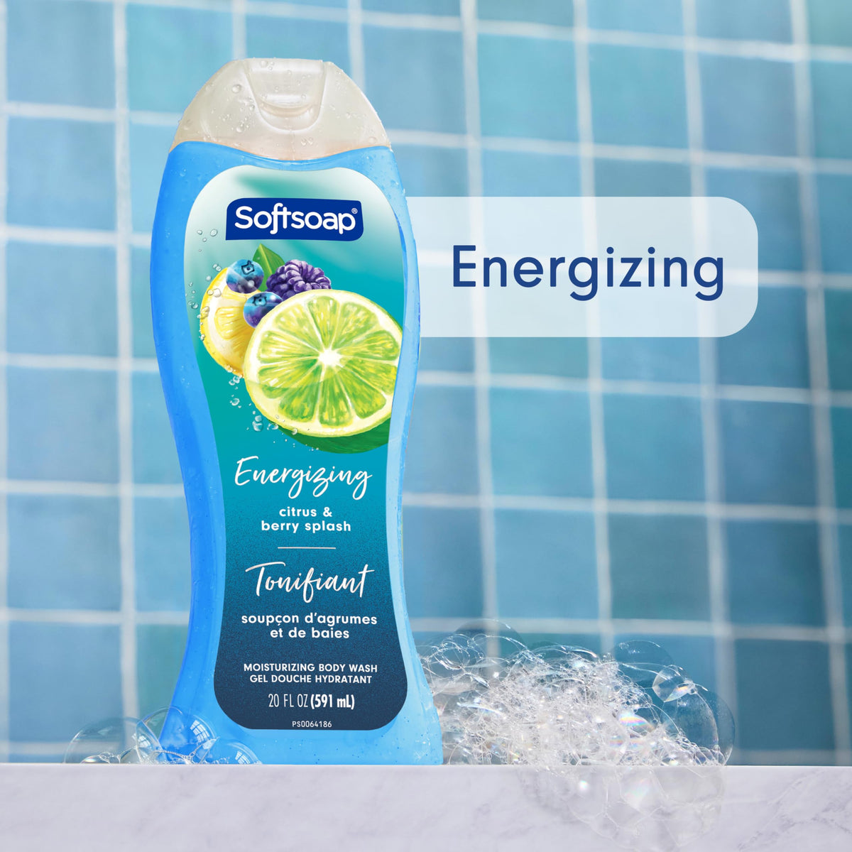 Softsoap close-up label highlighting ingredients and skin-friendly formula