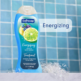 Softsoap close-up label highlighting ingredients and skin-friendly formula