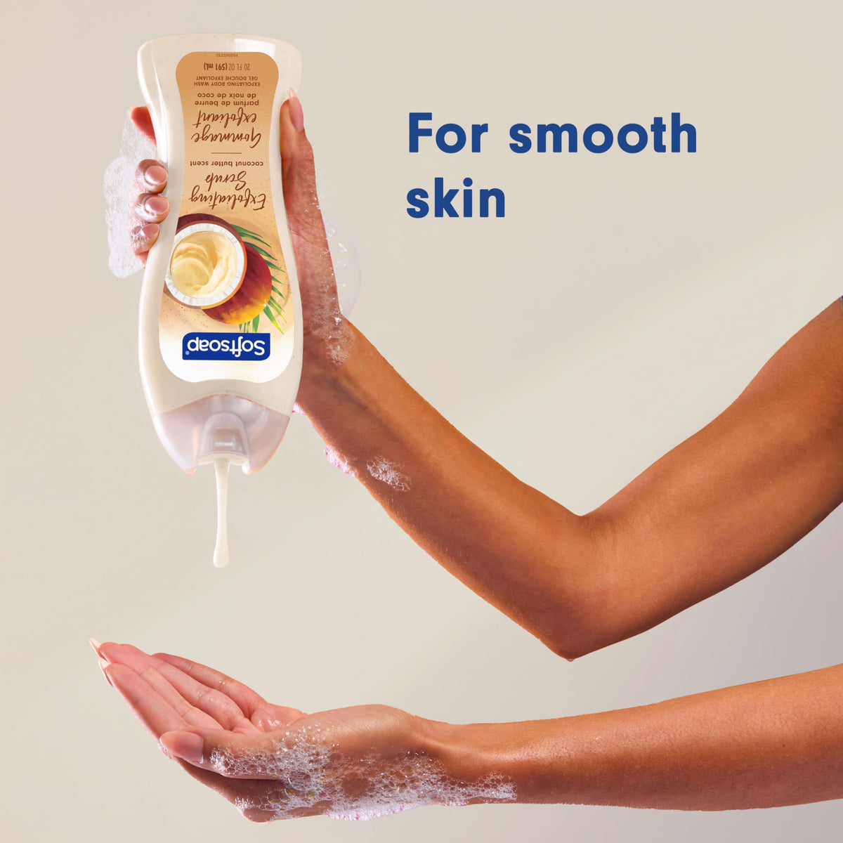 Softsoap ingredient shot of coconut butter conveying conditioning benefit