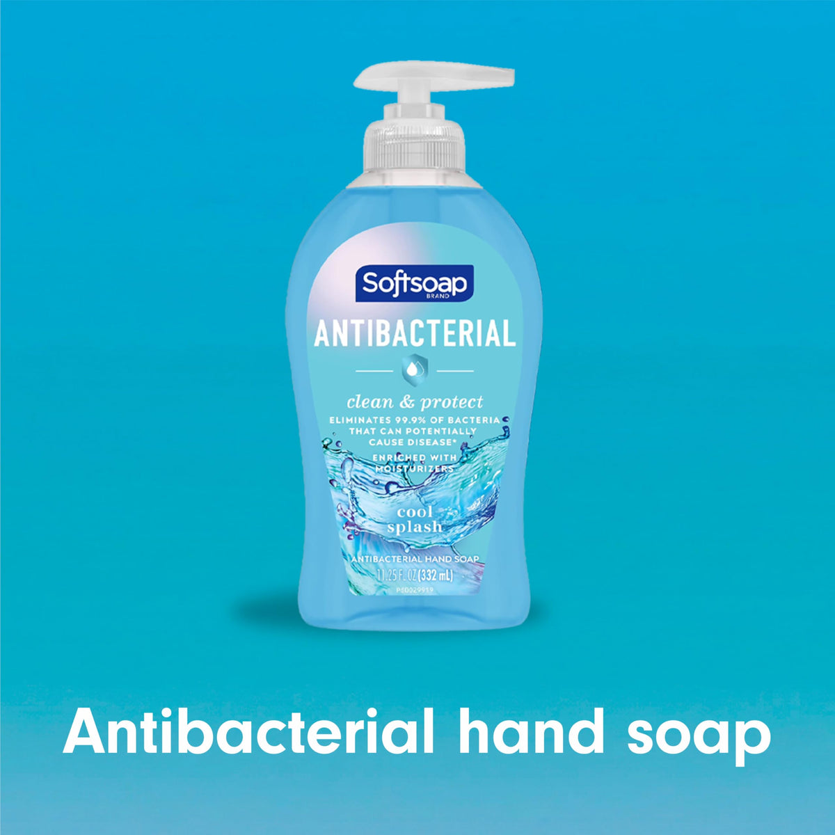 Softsoap pump close-up on bottle neck, highlights easy dispensing and convenience