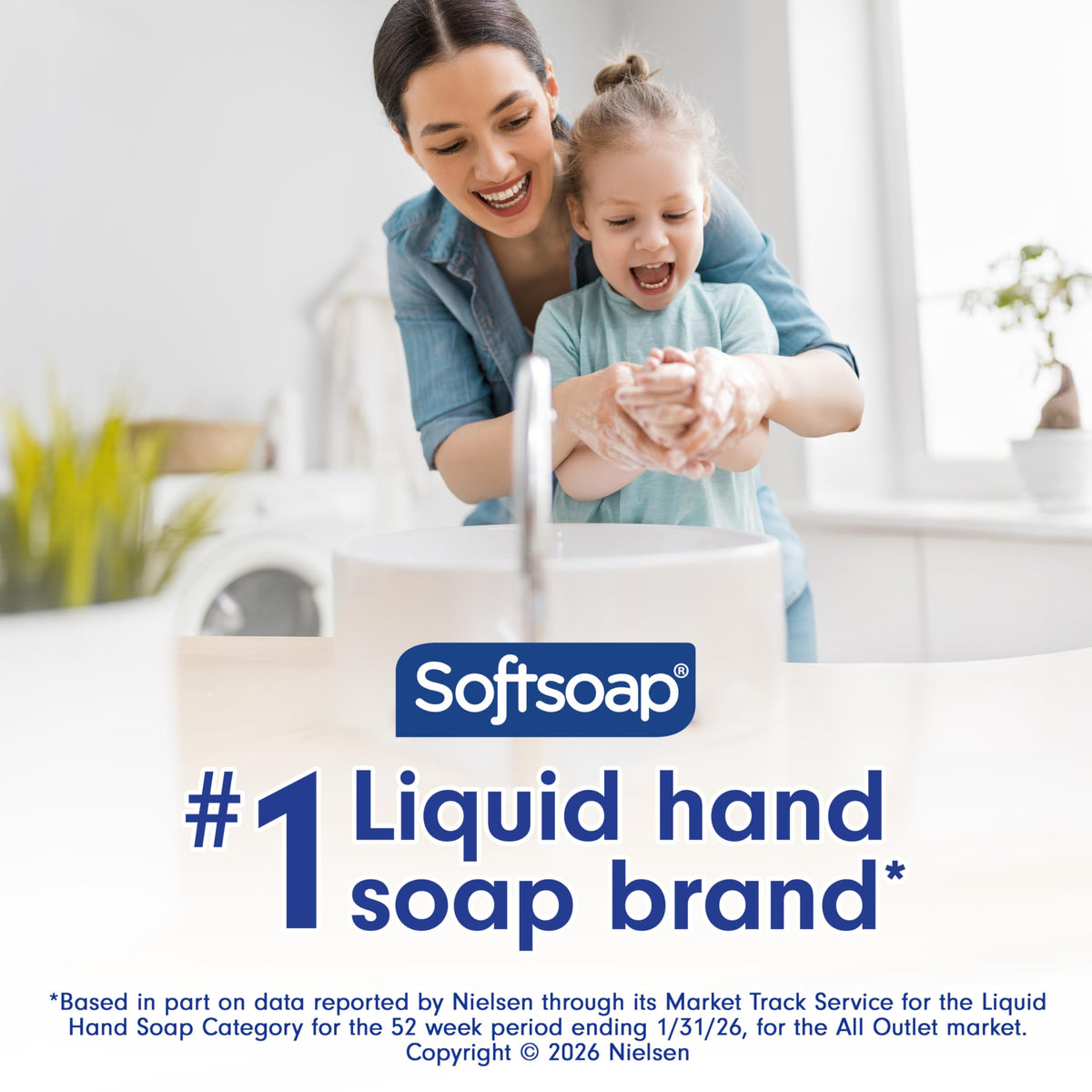 Six Softsoap bottles arranged together, emphasizes bulk value and home readiness