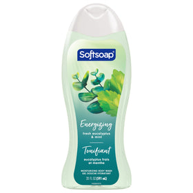 Softsoap ingredient label close-up showing pH-balanced biodegradable benefits