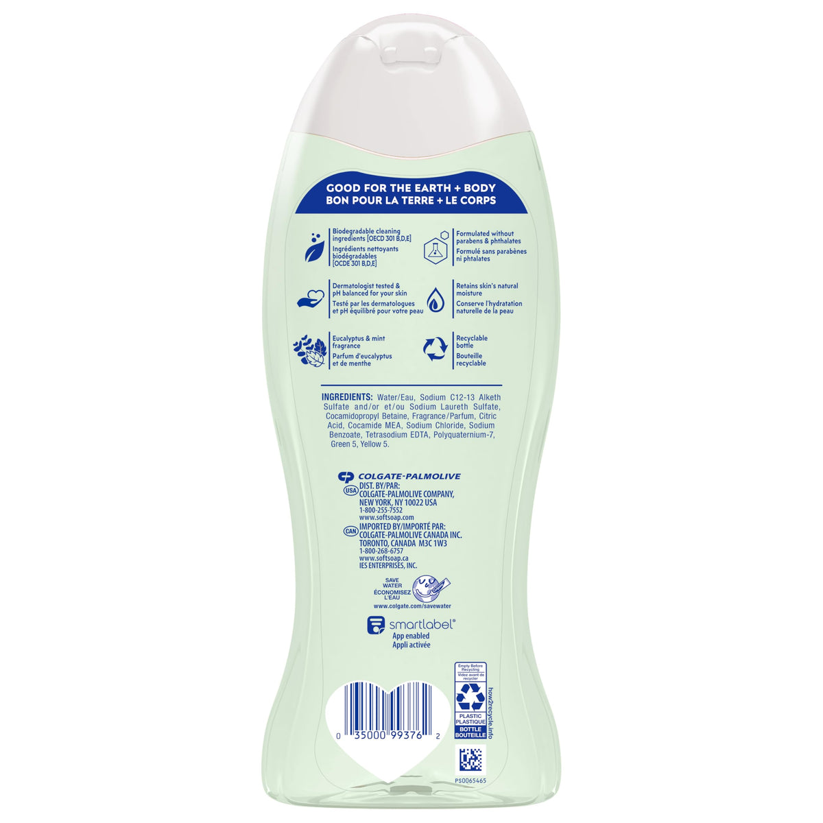 Person using Softsoap in shower capturing refreshing eucalyptus mint experience
