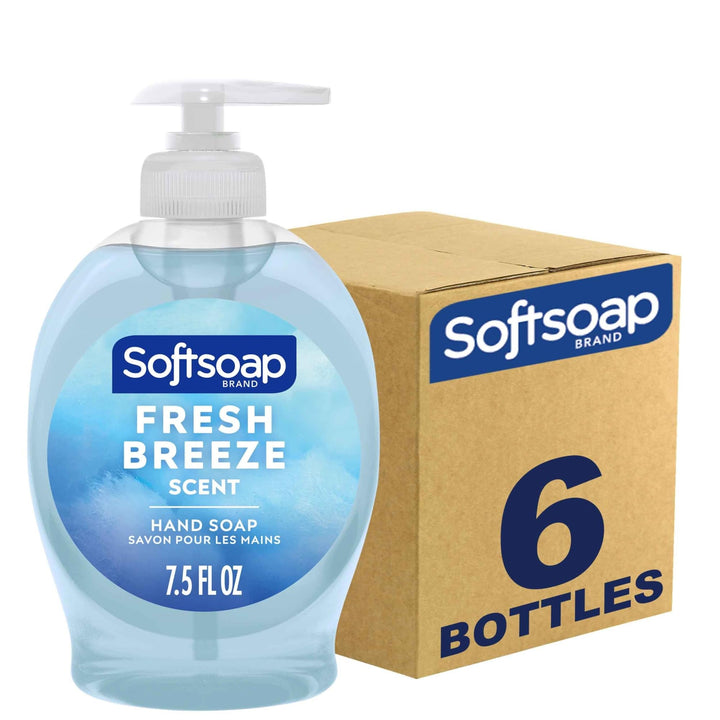 Softsoap Fresh Breeze front bottle showing pump and fresh scent benefits