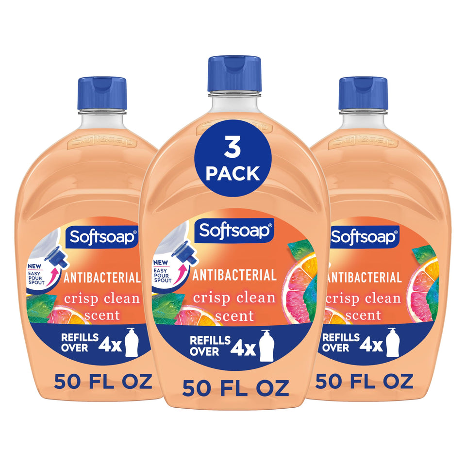 Softsoap front packaging 50oz refill showing brand and size for lasting supply
