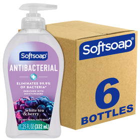 Softsoap front packaging showing bottle and scent, highlights convenience