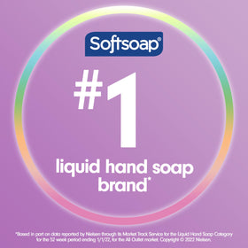 Softsoap label closeup showing ingredient panel and product reassurance