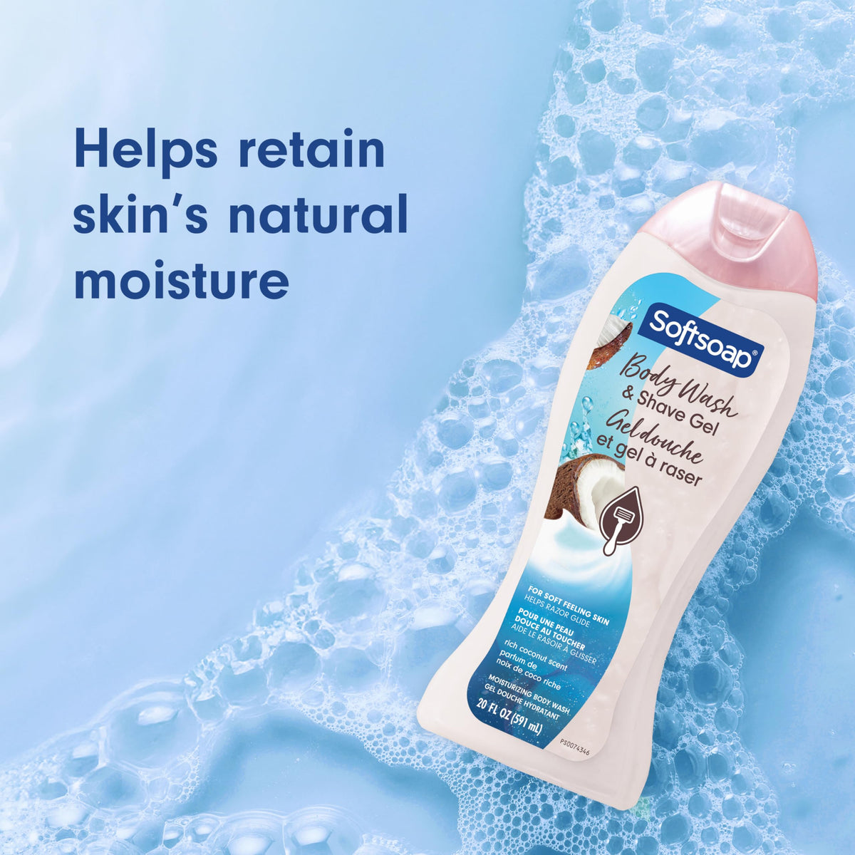 Softsoap label close-up showing ingredients and paraben-free benefit