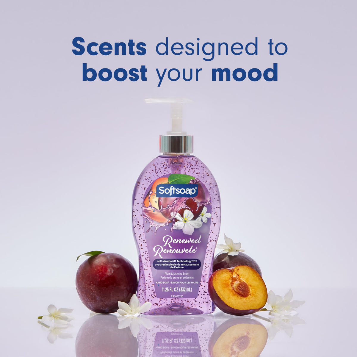 Softsoap purple foam on hands showing gentle lather and effective cleaning