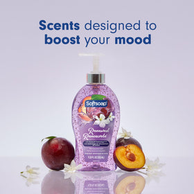 Softsoap purple foam on hands showing gentle lather and effective cleaning