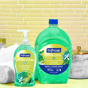 Softsoap pump top closeup demonstrating easy dispensing benefit