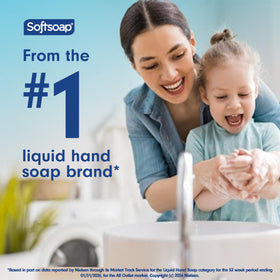 Softsoap bottle on bathroom counter showing neat placement and refill ease