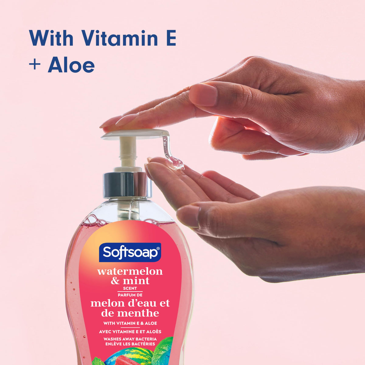 Softsoap foam texture close-up highlighting moisturizing lather with Vitamin E
