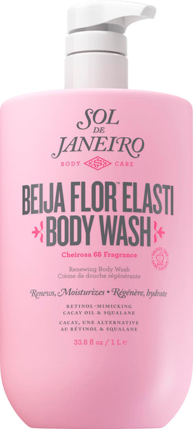 Sol de Janeiro front view of 1L Beija Flor bottle with pump for easy dispensing