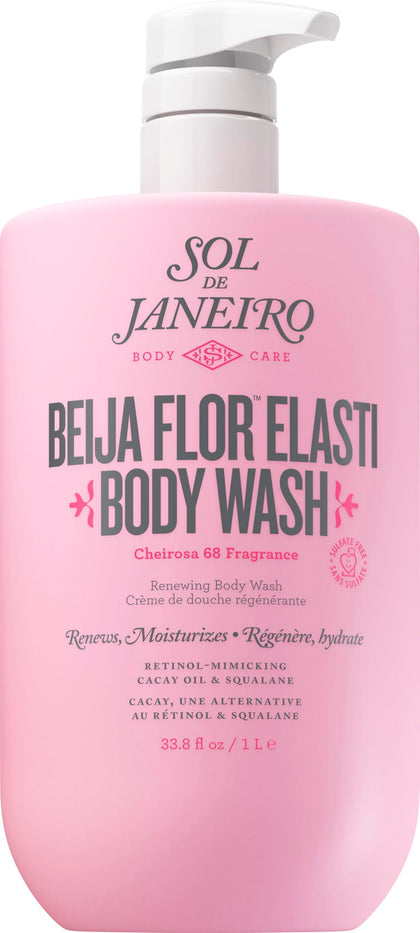 Sol de Janeiro front view of 1L Beija Flor bottle with pump for easy dispensing