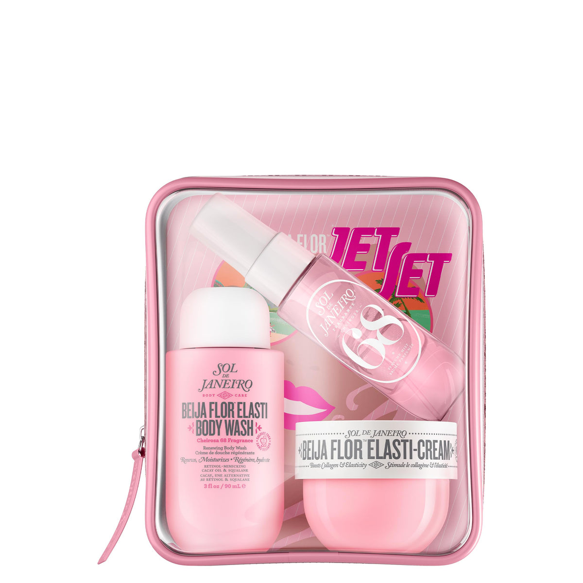 Sol de Janeiro front packaging showing travel kit and portability benefit