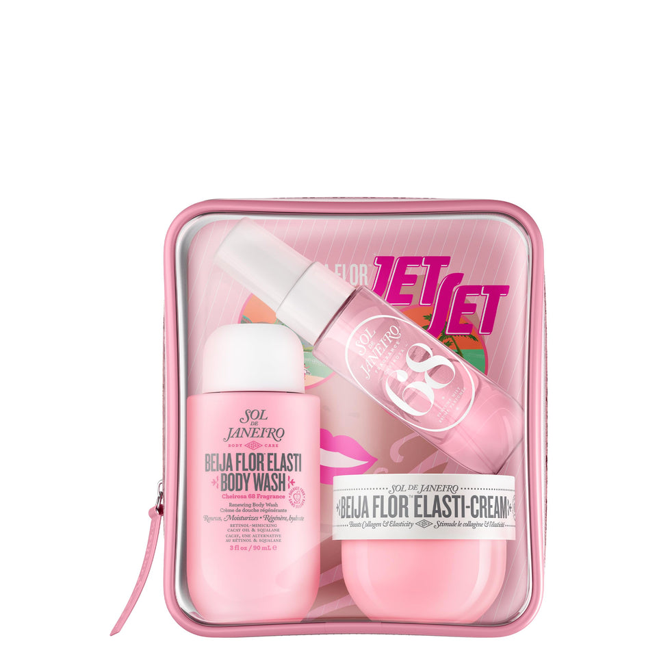 Sol de Janeiro front packaging showing travel kit and portability benefit