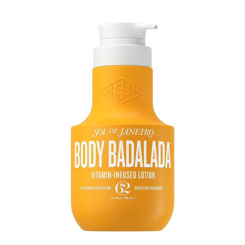 Sol de Janeiro front packaging showing bottle and Cheirosa 62 scent benefits