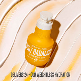 Sol de Janeiro lotion texture close-up highlighting lightweight absorption