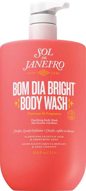 Sol de Janeiro front pump bottle showing 1L size and branding benefit of long-lasting supply