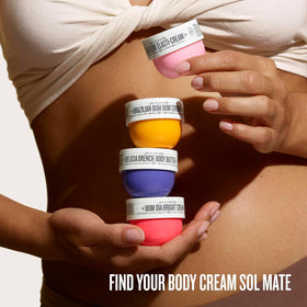 Sol de Janeiro Bom Dia Bright Cream pumped on fingertip showing brightening benefit