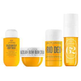 Sol de Janeiro bundle front packaging showing all travel-sized items for convenience