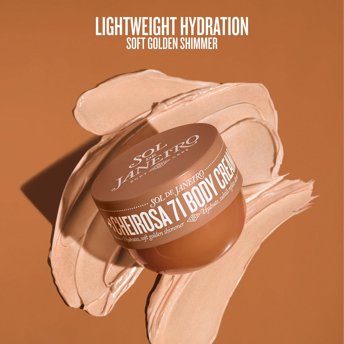 Sol de Janeiro cream applied on skin demonstrating smooth, radiant finish