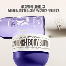 Sol de Janeiro label close-up displaying Cheirosa 59 fragrance notes for scent clarity