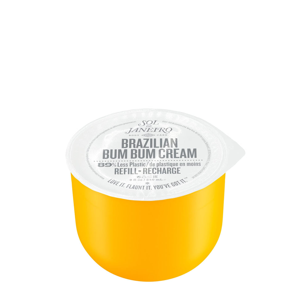 Sol de Janeiro refill pod front packaging showing product and branding benefits